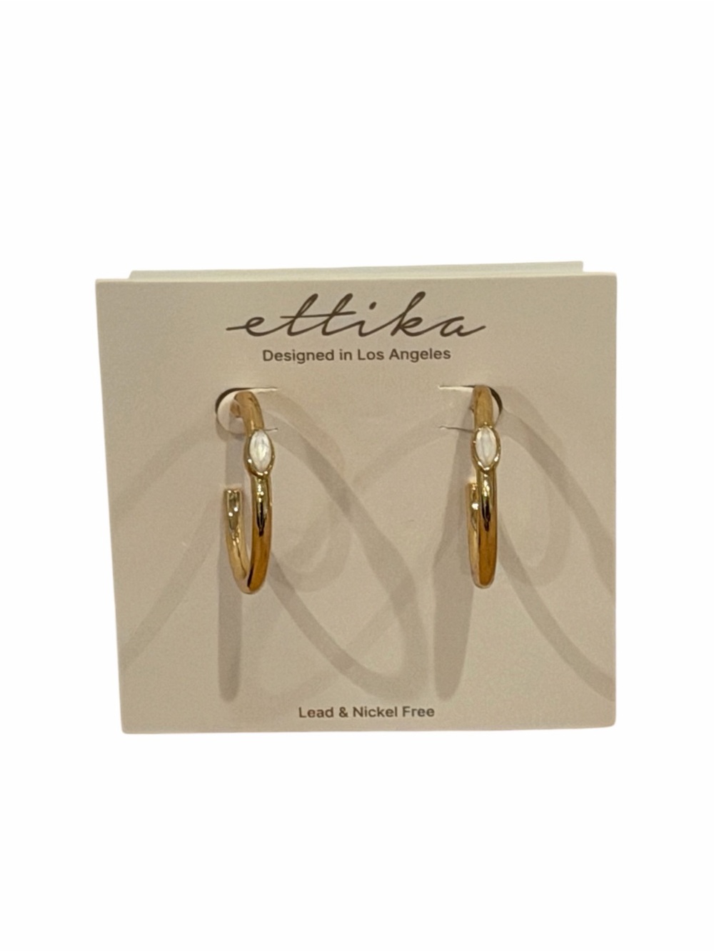 NWT ettika Gold Hoop Earrings with Marquise Stone